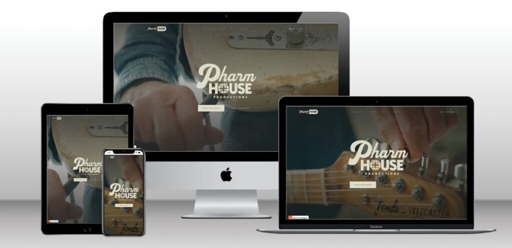 Homepage of the Pharmhouse Productions website developed on HubSpot CMS, featuring a modern responsive layout, engaging visuals, and intuitive navigation.