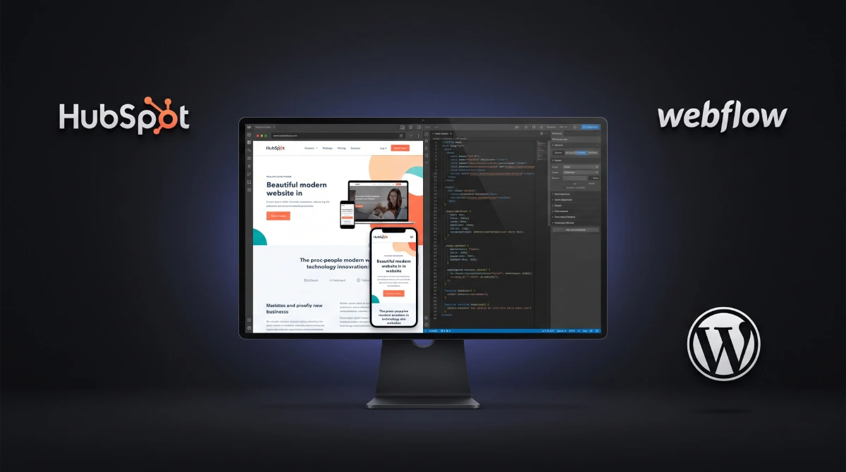 Web development services using HubSpot, Webflow and WordPress