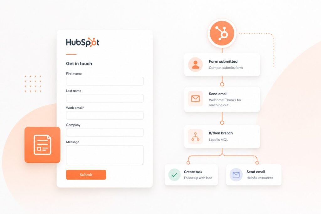 HubSpot forms and automation workflow for lead capture and follow-up