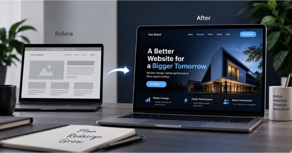 Business website redesign with modern UX, responsive design, and improved performance